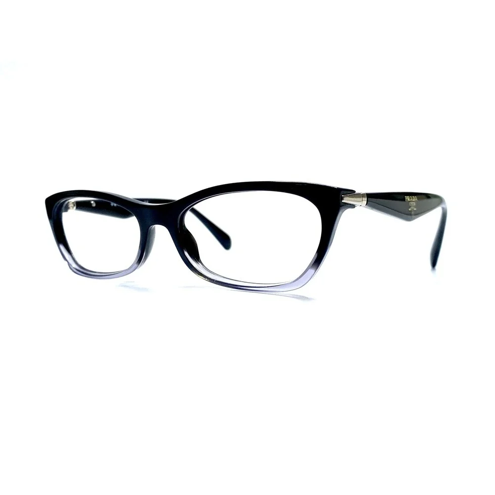Prada Black Clear Gray Cat Eye Retro Glasses Italy VPR15P ZYY-101 53 16 135